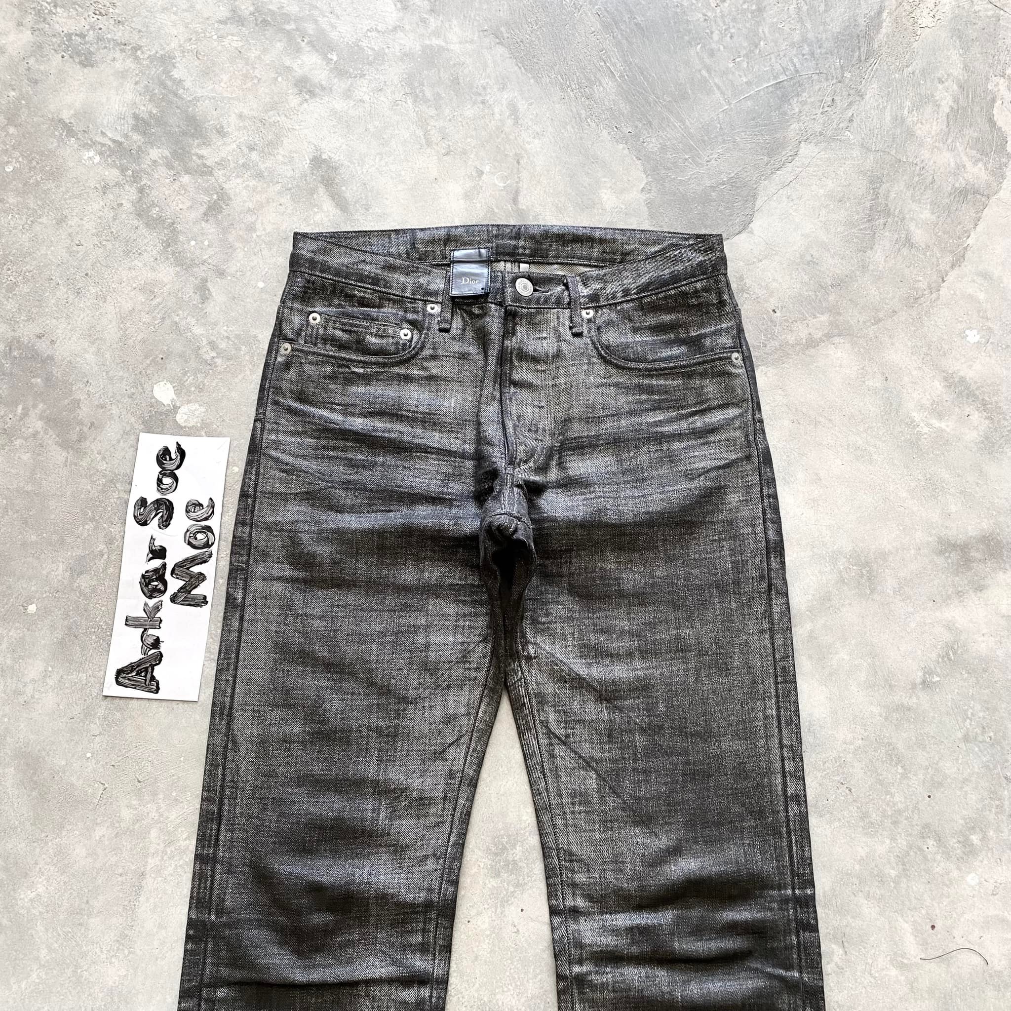Dior homme Hedi Slimane AW06 Radioactive Silver coated denim size 
