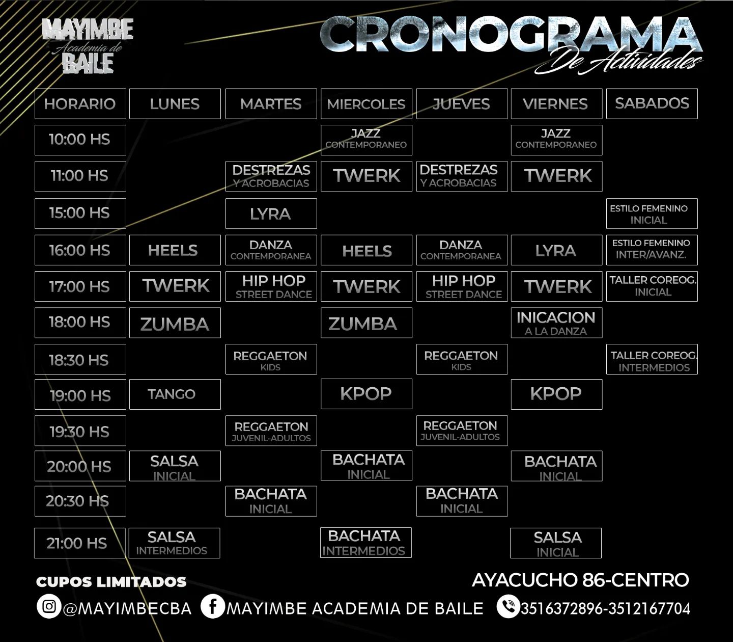 Cronograma de actividades... - Mayimbe Academia de Baile | Facebook