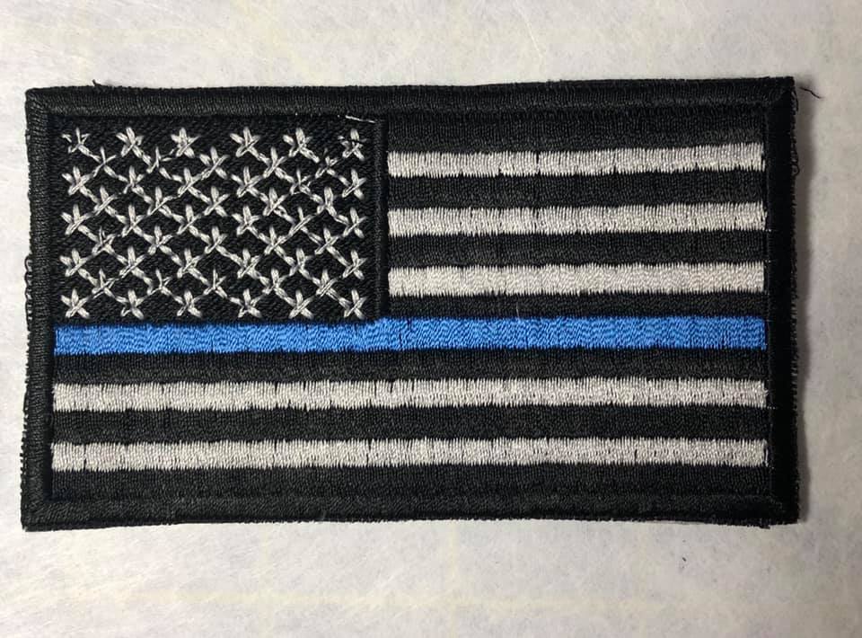 Sweet Pea Designs - Thin Blue Line flag patch. 2 inches by 4 inches ...