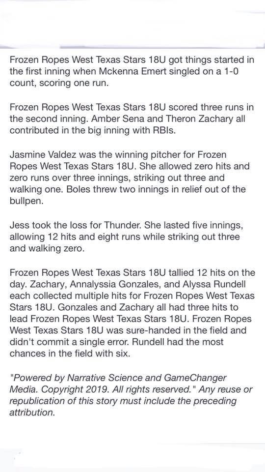 Frozen Ropes Stars - West Texas