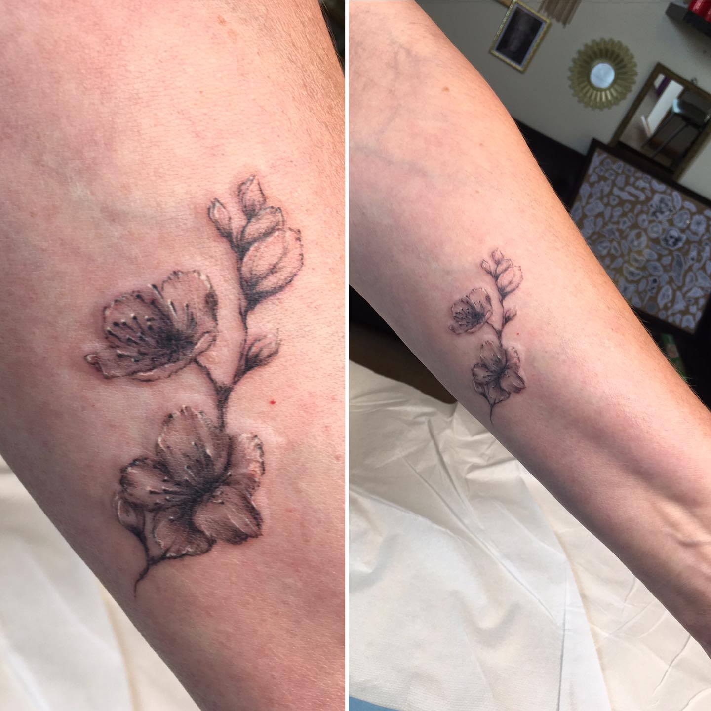 Tatouage Fleur De Cerisier Noir