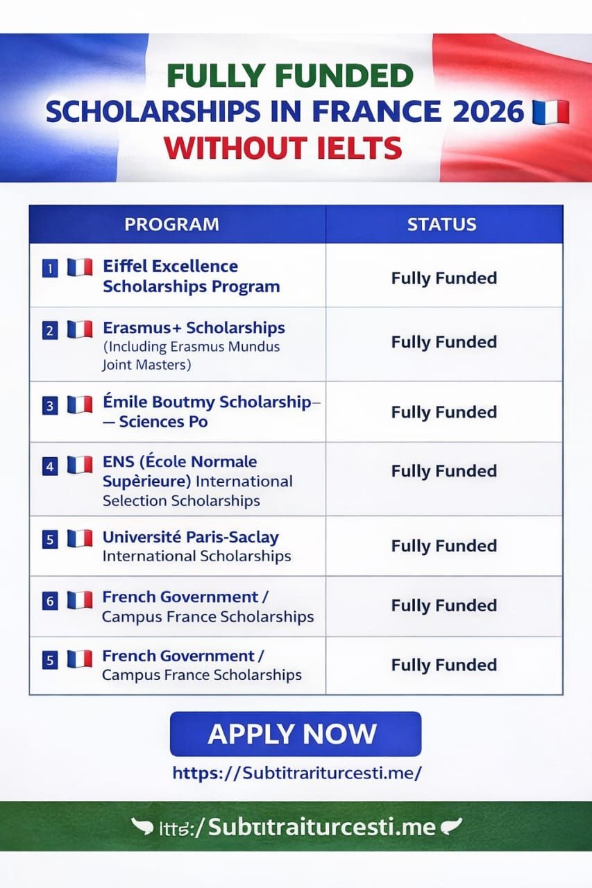 Batɛah - Apply For: Scholarships in France🇨🇵 Without IELTS 2026 Fully ...