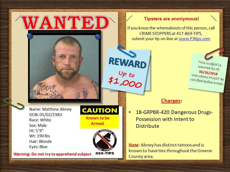 Greater Springfield Area Crime Stoppers - UPDATE: Arrested in Lawrence ...