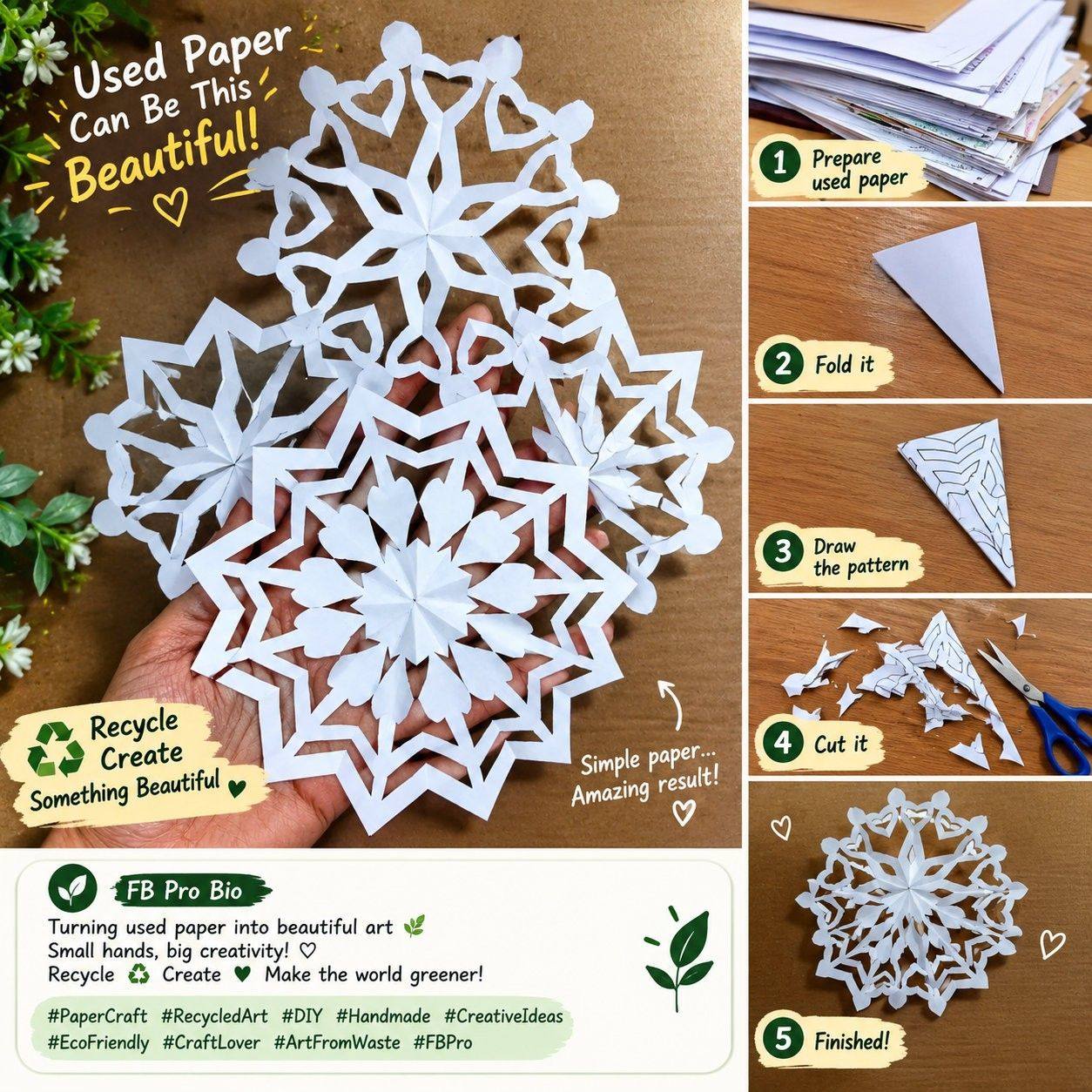 BEAUTIFUL PAPER SNOWFLAKE ART 😍 Who knew a simple piece of paper could ...