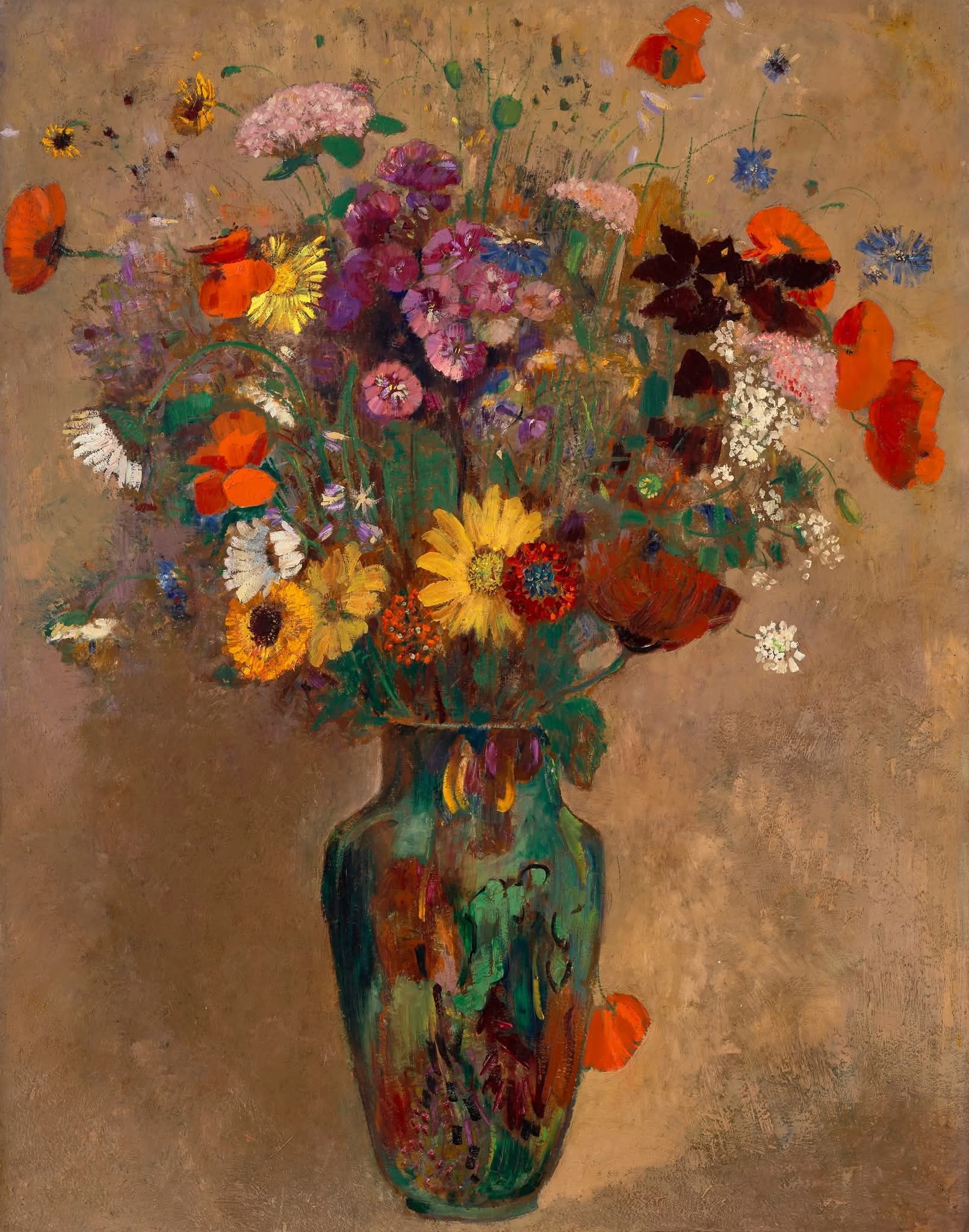 Odilon Redon (1840-1916) Fleurs dans un vase bleu #odilonredon