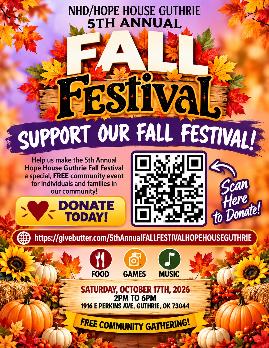 5th Annual NHD/HOPE HOUSE GUTHRIE Fall Festival