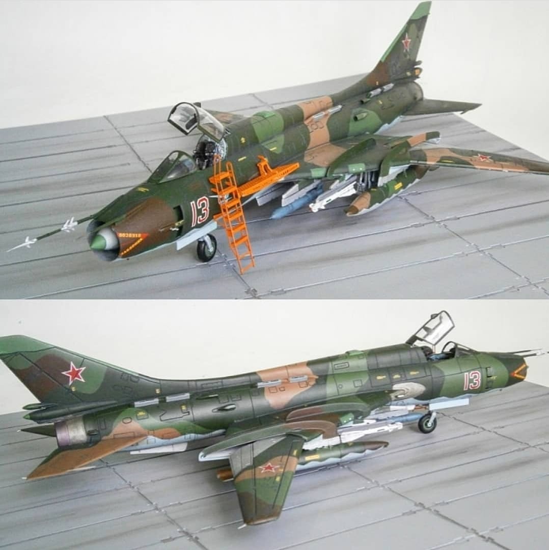 Kit Modèle Réduit Sukhoi SU-17M3 Fitter-H (1/72) Par Modelsvit - 3 Décors URSS, Plastique à Monter
