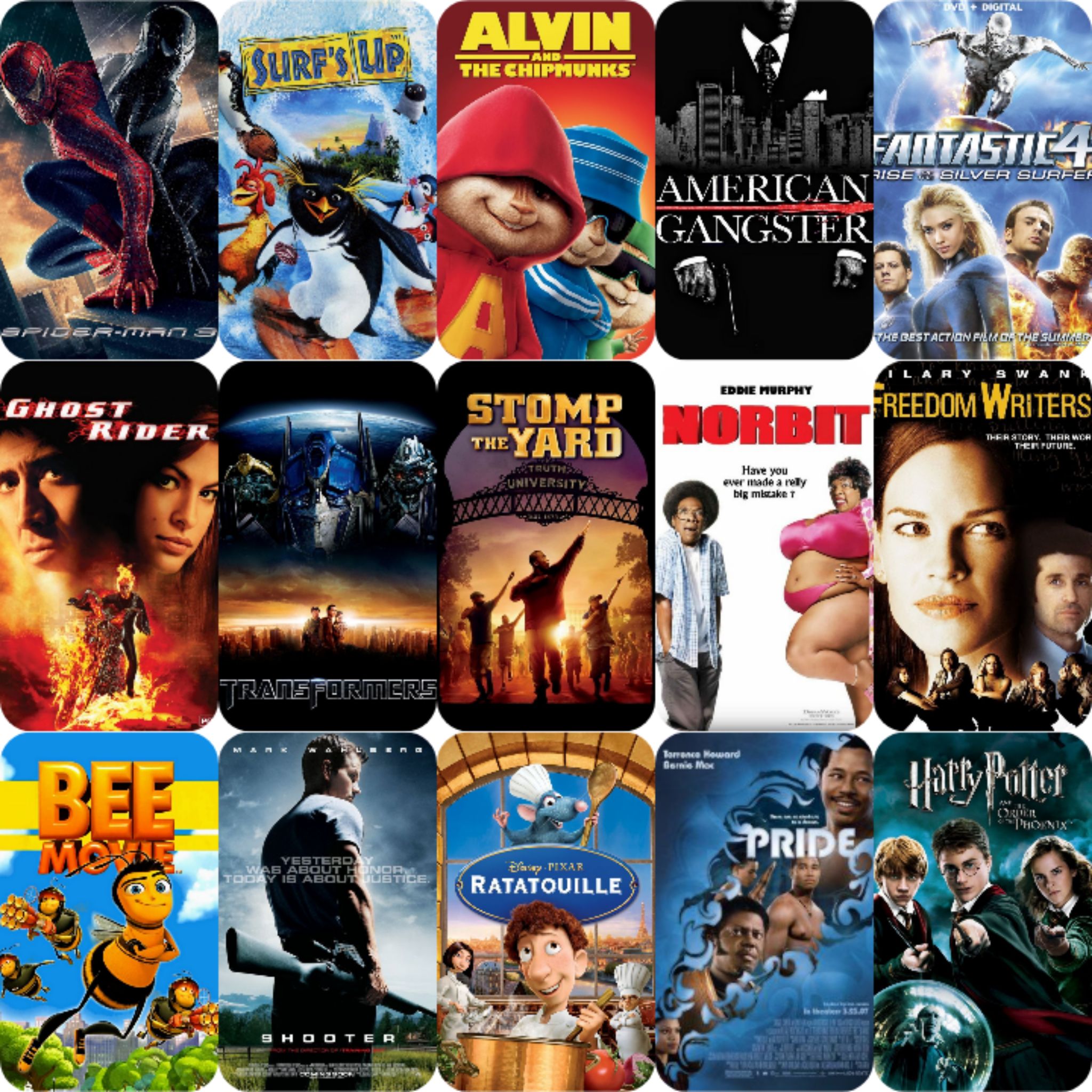 Choose the five best movies of 2007 SURF