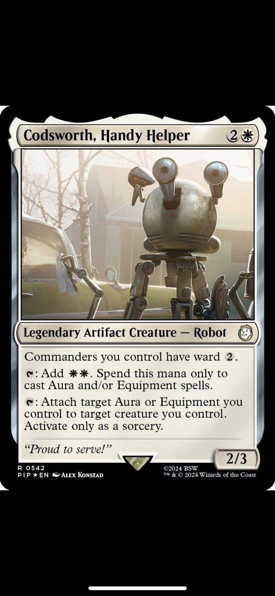 codsworth mtg card Codsworth, Handy Helper [Fallout]  Fusion Gaming Spend this mana only to cast Aura and/or Equipment spells.T Codsworth, ayudante maoso / Codsworth,