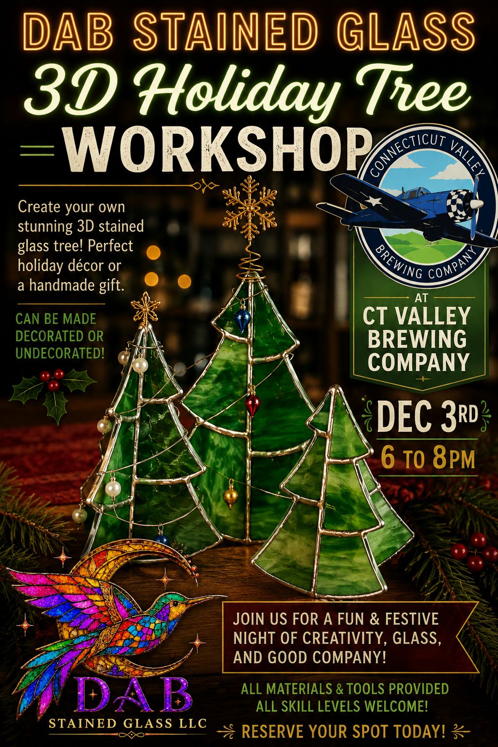 ***FULL***Stained Glass Solder and Sip 3D Tree Workshop at Ct Valley ...