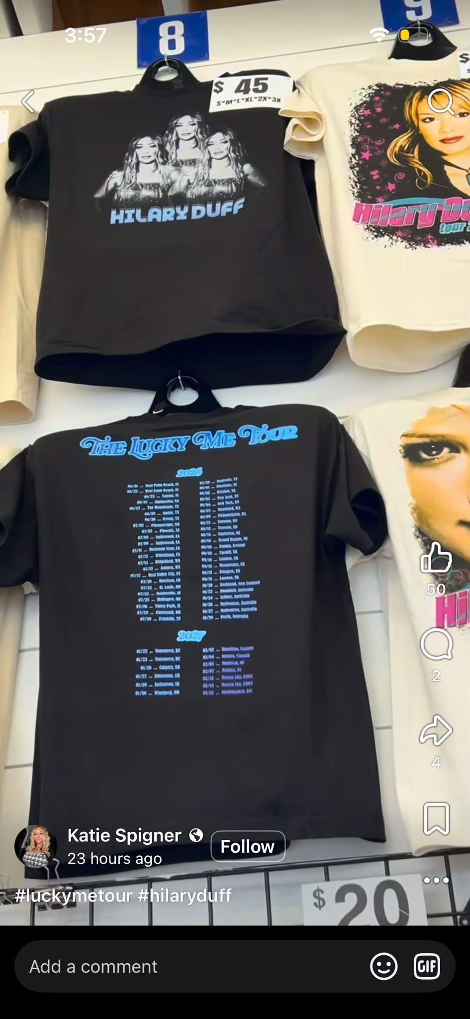 ♡M♡ Swifties helping with lost Hilary Duff tour shirt