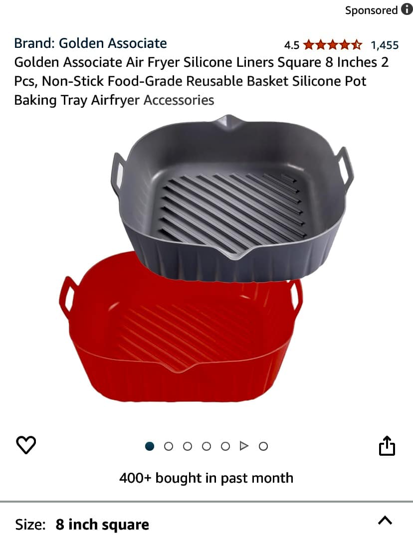 2pcs/set Air Fryer Silicone Liners for Ninja Double Stack XL Basket Reusable Air Fryer Baking Tray Airfryer Accessories - 15