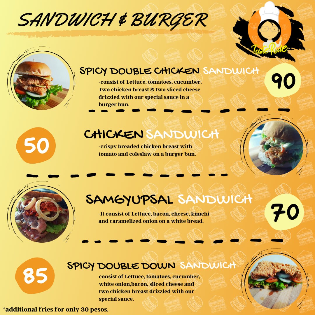 TASTE RIDE - UPDATED MENU We are open from 10 am to 8... | Facebook
