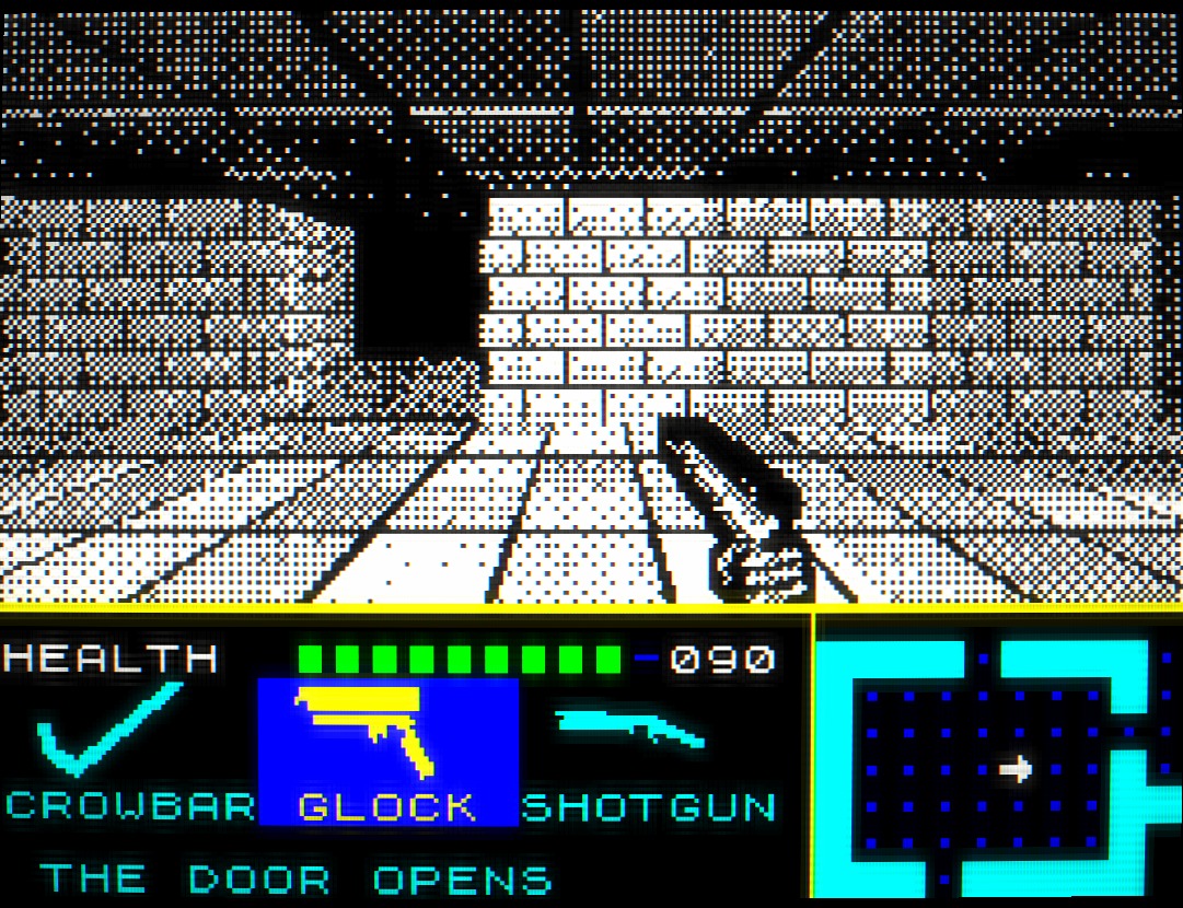 ZX Spectrum 48k 3D game with dithering and grid-based movement