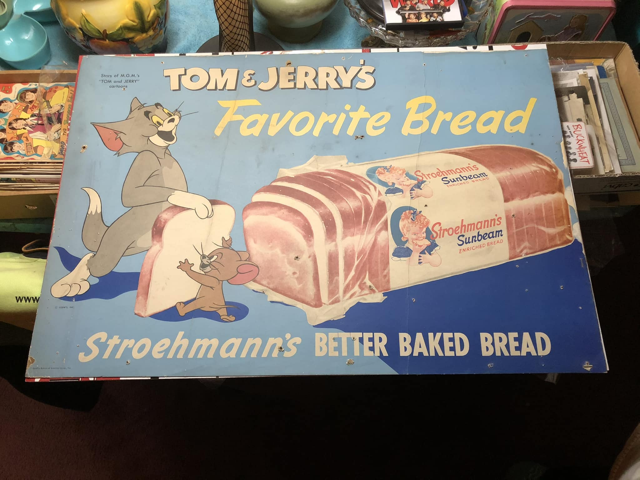 Vintage Sunbeam bread advertisement sign