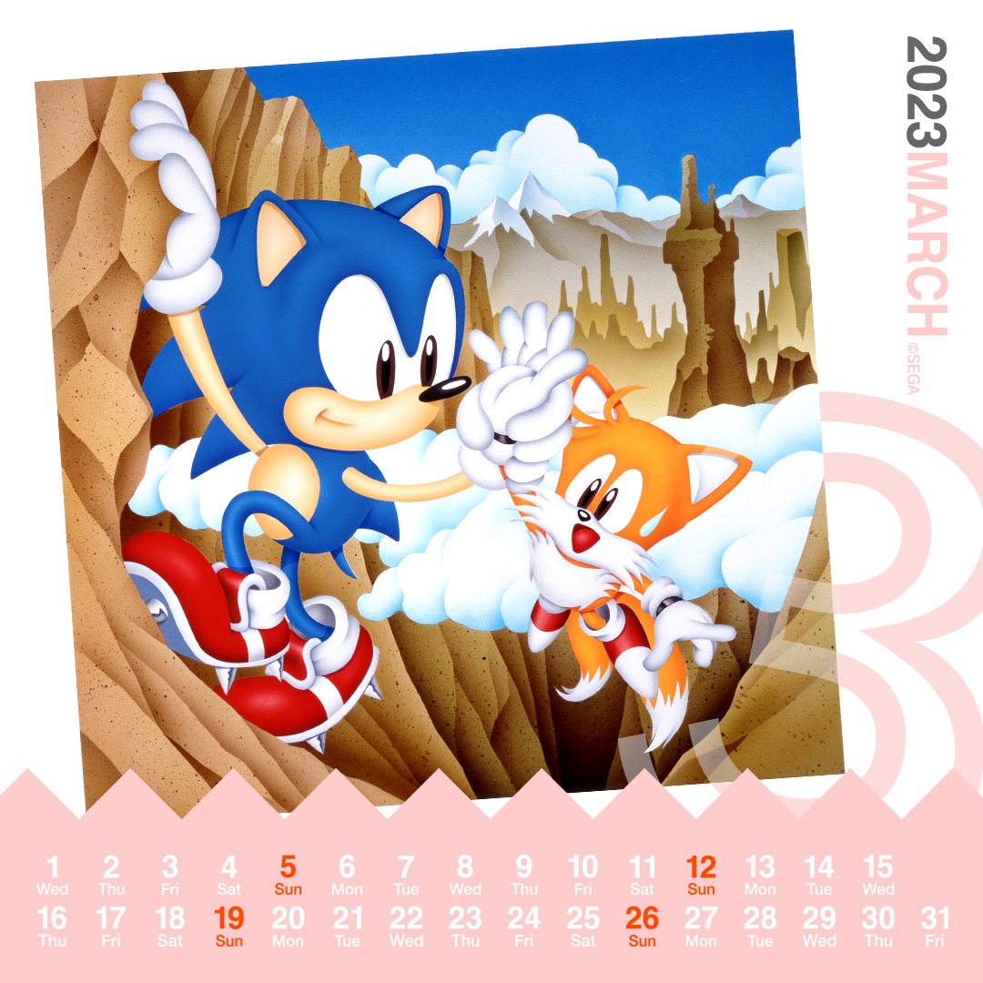 Classic Sonic the Hedgehog perpetual calendar figure