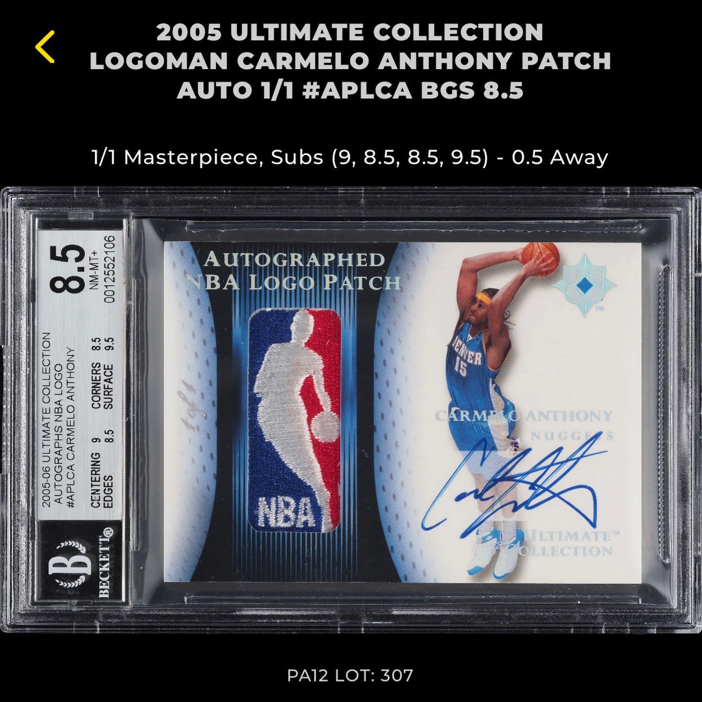 Carmelo Anthony x Tyson Beck - Official Trading Cards and On Card 