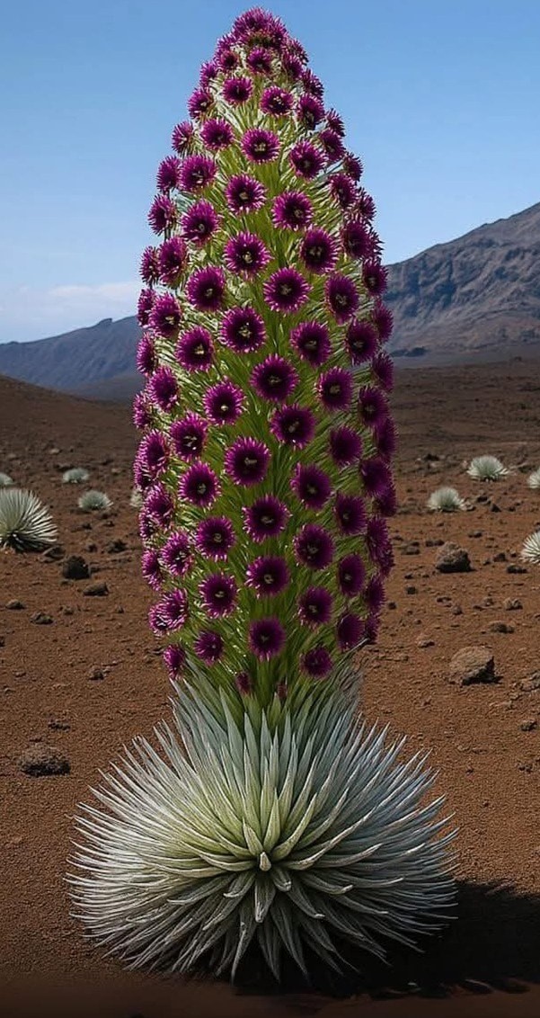 Haleakala silversword plant blooms once in lifetime