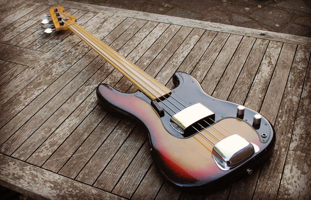 A fretless 1970's ESP Navigator Espionage Bass. @otisfunkyjunk