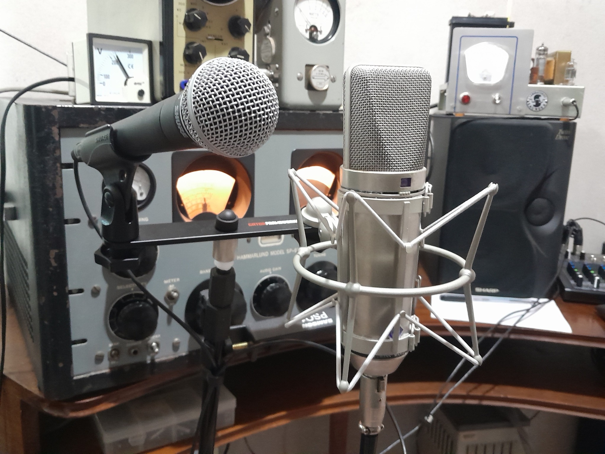 Neumann U87 microphone in a radio amateur station