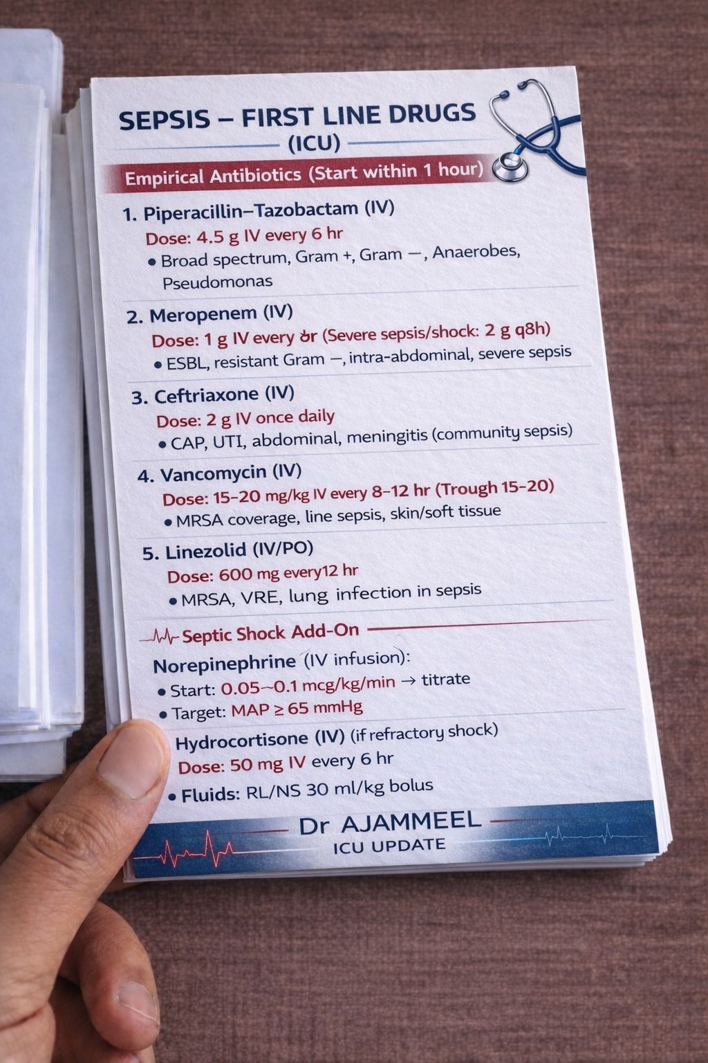 Ajammeel - SEPSIS – FIRST LINE DRUGS (ICU) | “Sepsis is a medical ...