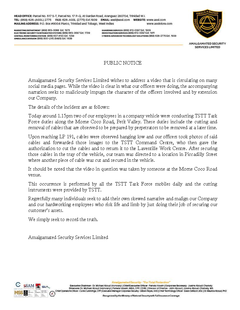 PUBLIC STATEMENT ON 