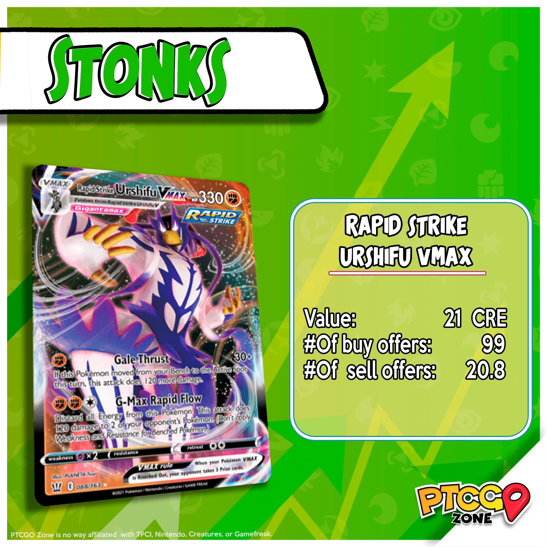 gale thrust pokemon card value Rapid Strike Urshifu Vmax (088/163) (Pokemon League Stamp) Honor the incredible history of the TCG hobby by adding this Rapid Strike Urshifu VMAX 2022 Pokemon Brilliant Stars Trainer Gallery Ultra Rare #TG30 PSA Authenticated 10 Card to your vault Rare Rapid Strike Urshifu VMAX