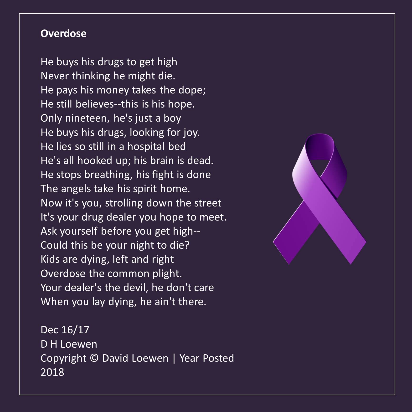 A poem was sent to us... - Change the Face of Addiction | Facebook