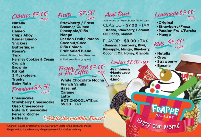 Frappe Gallery - The Menu has been updated with new...