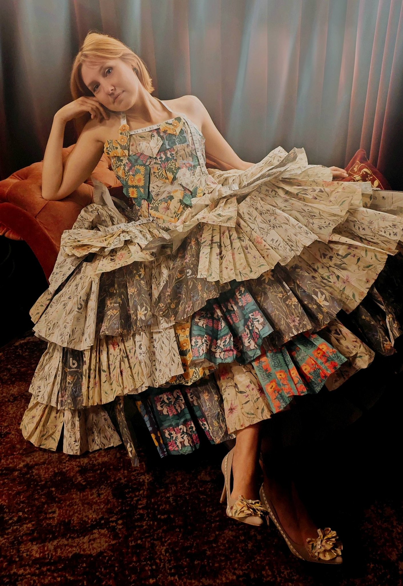 paper dress design Artist enters upcycling competition with Printed Cotton/linen Soft Prayer YGroup_Kiley Gown Each piece is handmade Size:5-6 Years EU 116