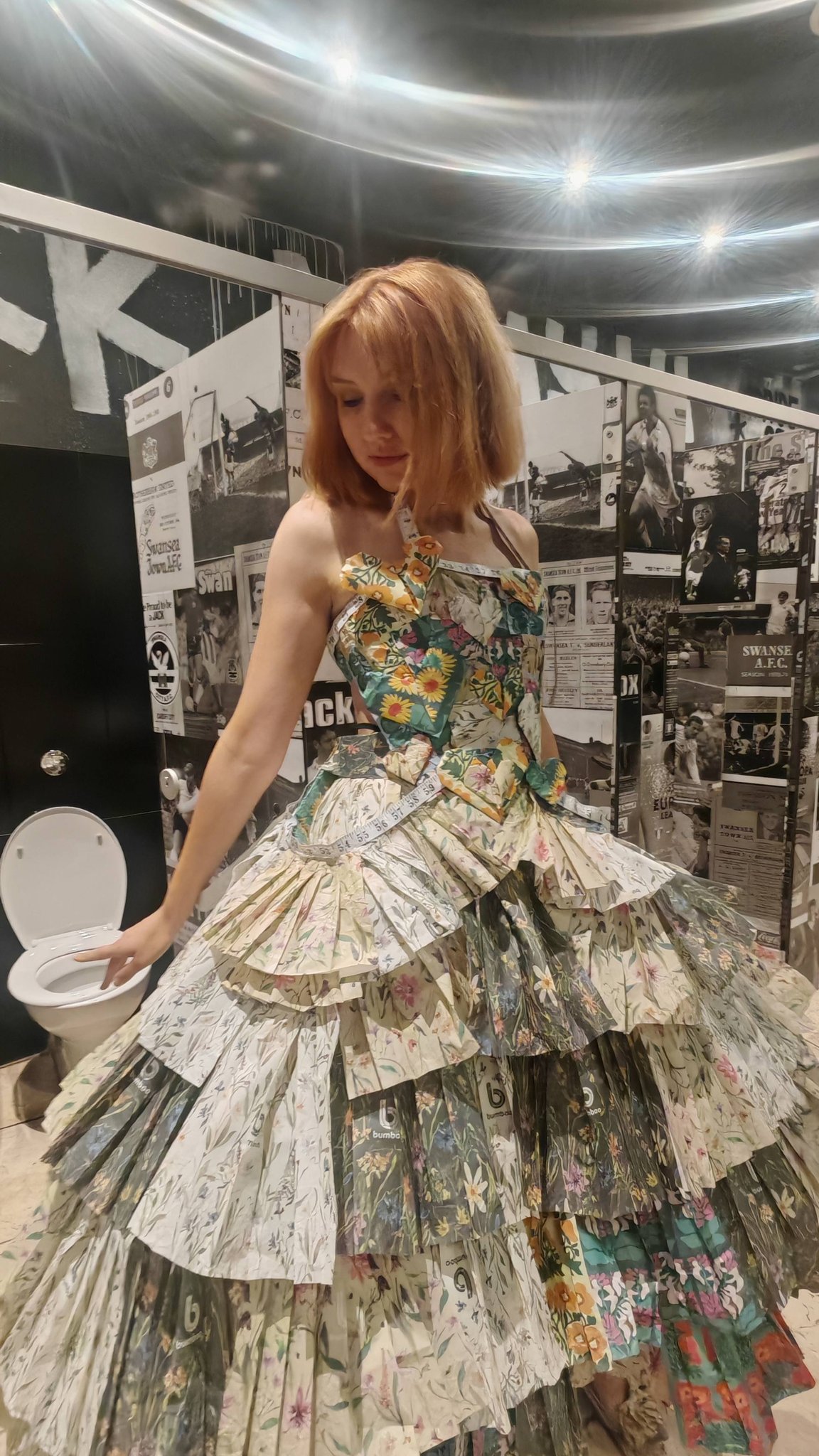brown paper dress Artist enters upcycling competition with design Color:CREAM BLACK different hairstyles V S P - after5