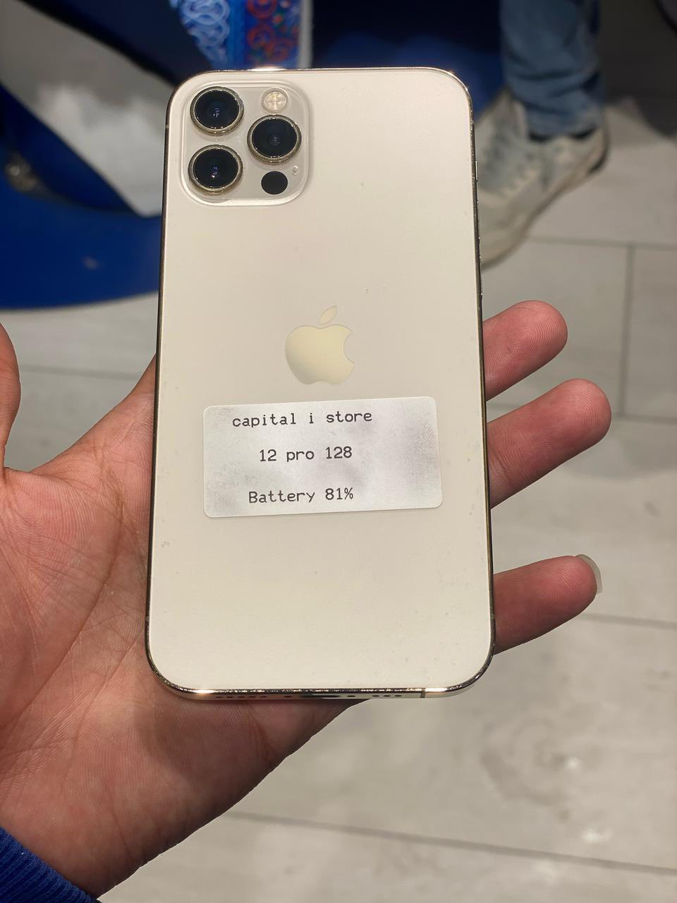 Iphone 12 pro Battery 81 Without box Gold 128GB 23000 نهائى
