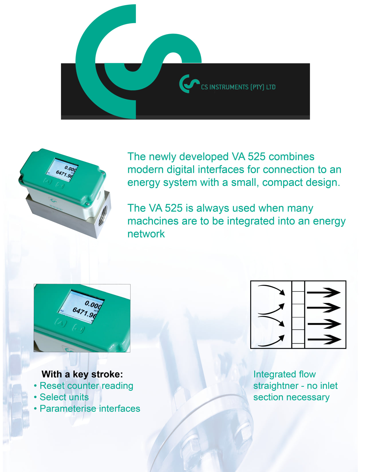 VA 525 - Compact inline flow sensor... - CS Instruments - SA | Facebook