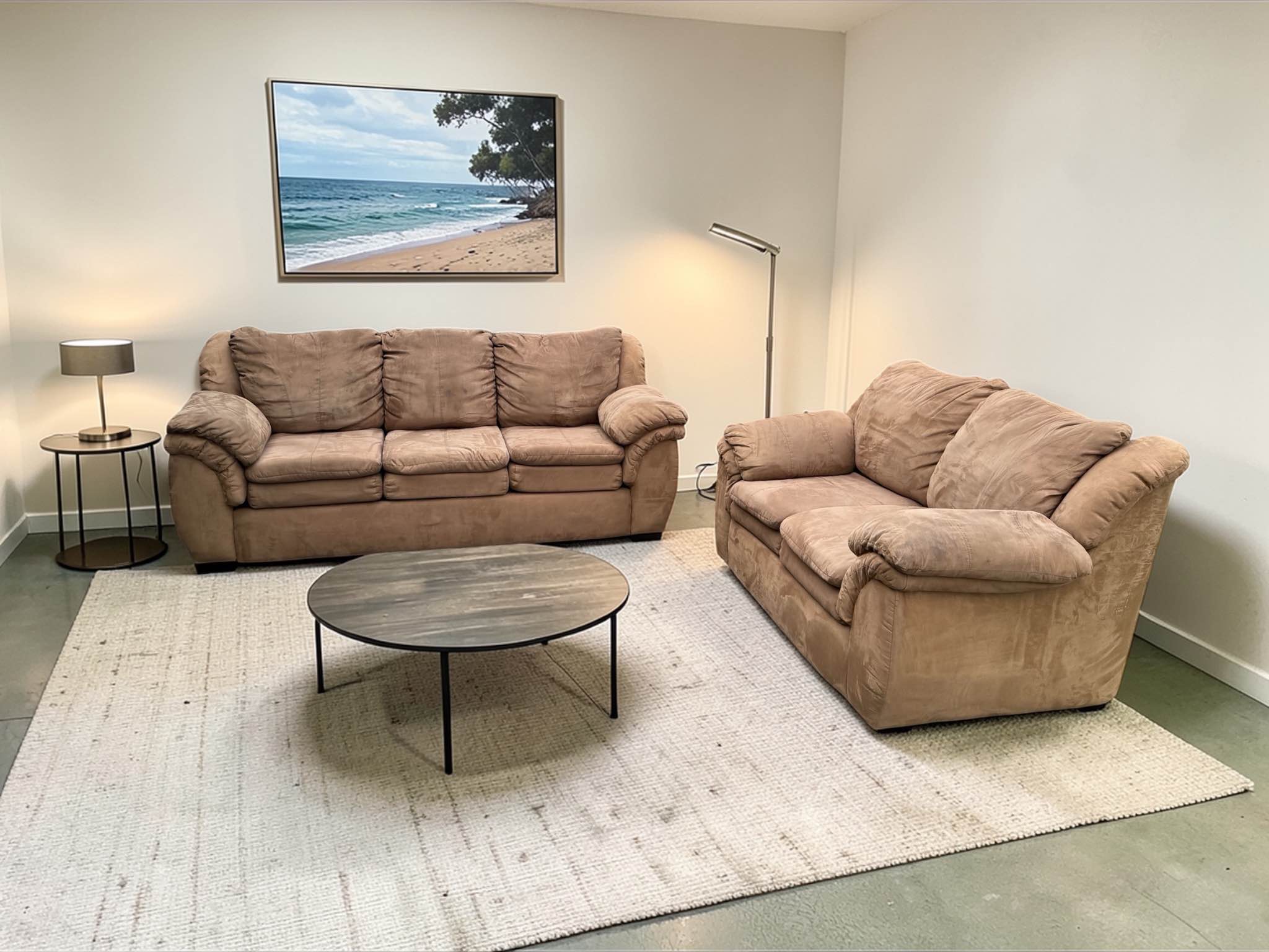 Microfiber Couch Set Sofa and Loveseat Tan - Delivery Available - Sofas