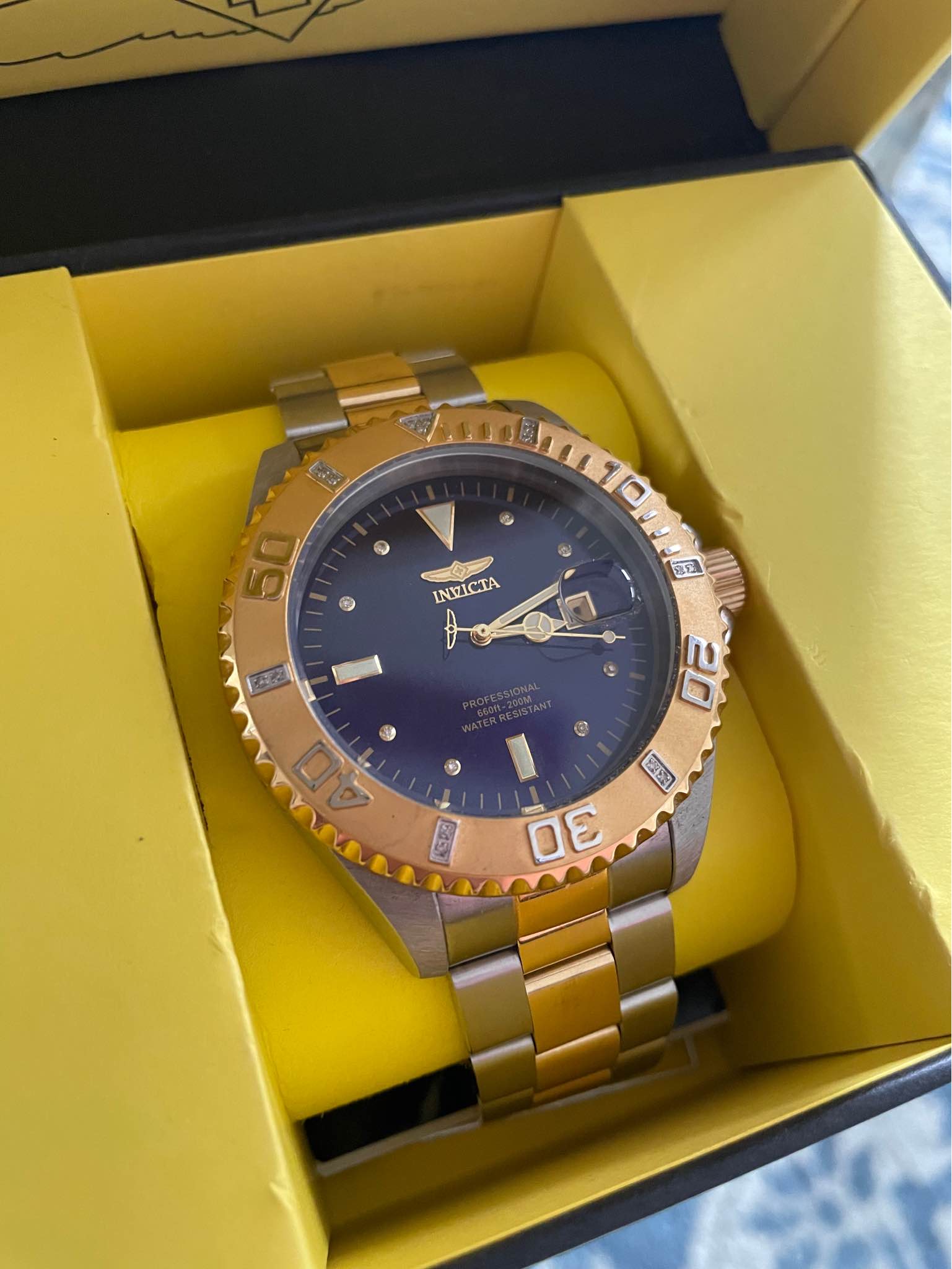 Invicta Dark Blue Pro Diver Diamond Men's 47mm Swiss Quartz 23 Diamonds ...