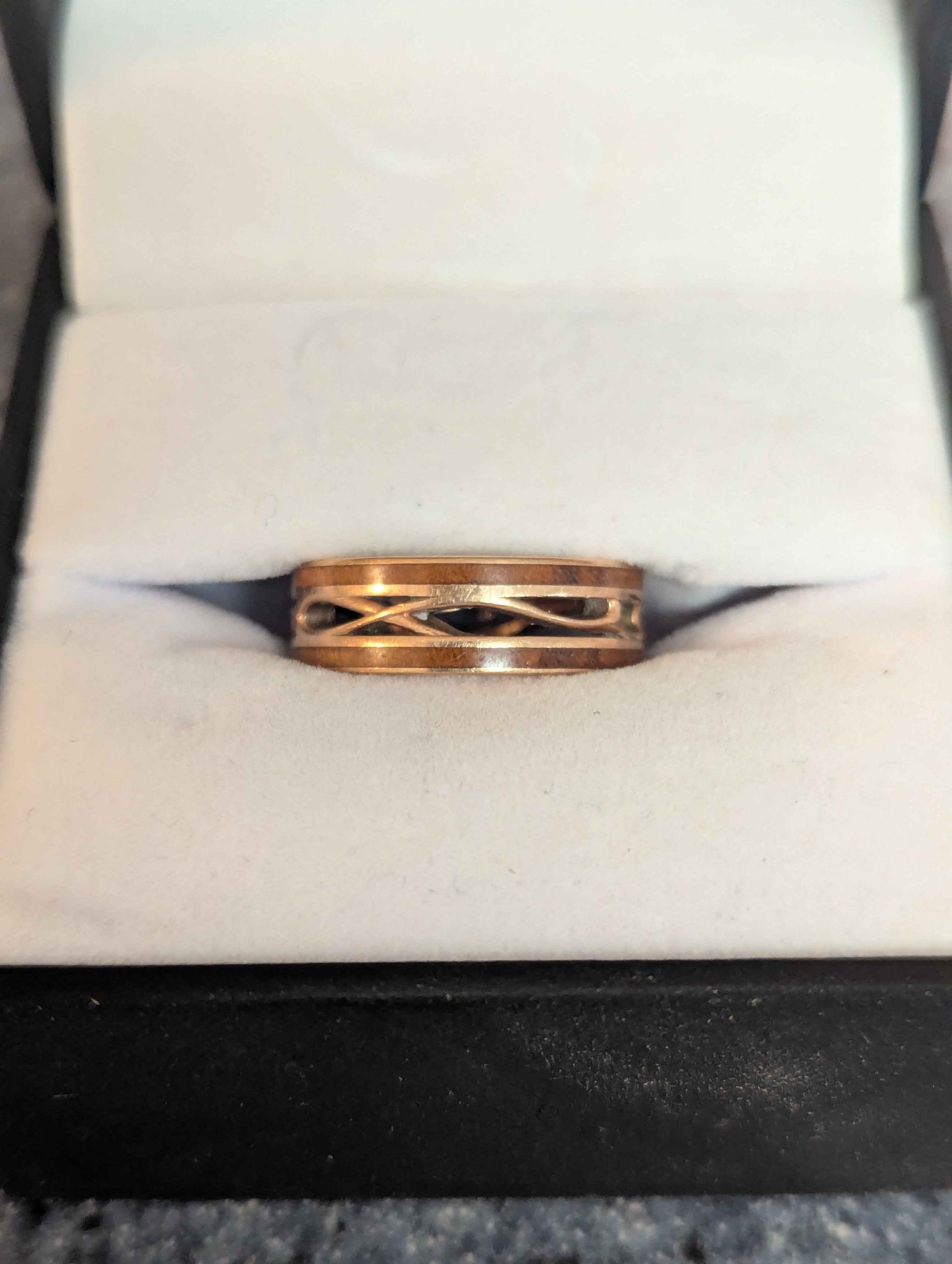 Cherry Wood wedding band with 14k Rose Gold inlays. - Wedding ...
