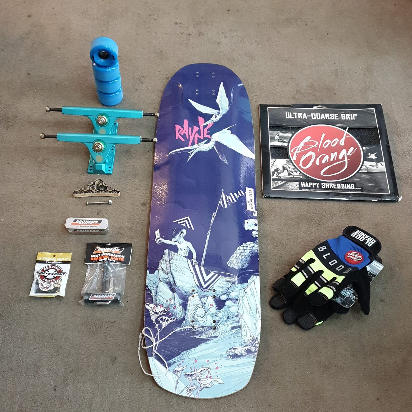 Dogtown Skateboards fluorescent green longboard decks and completes