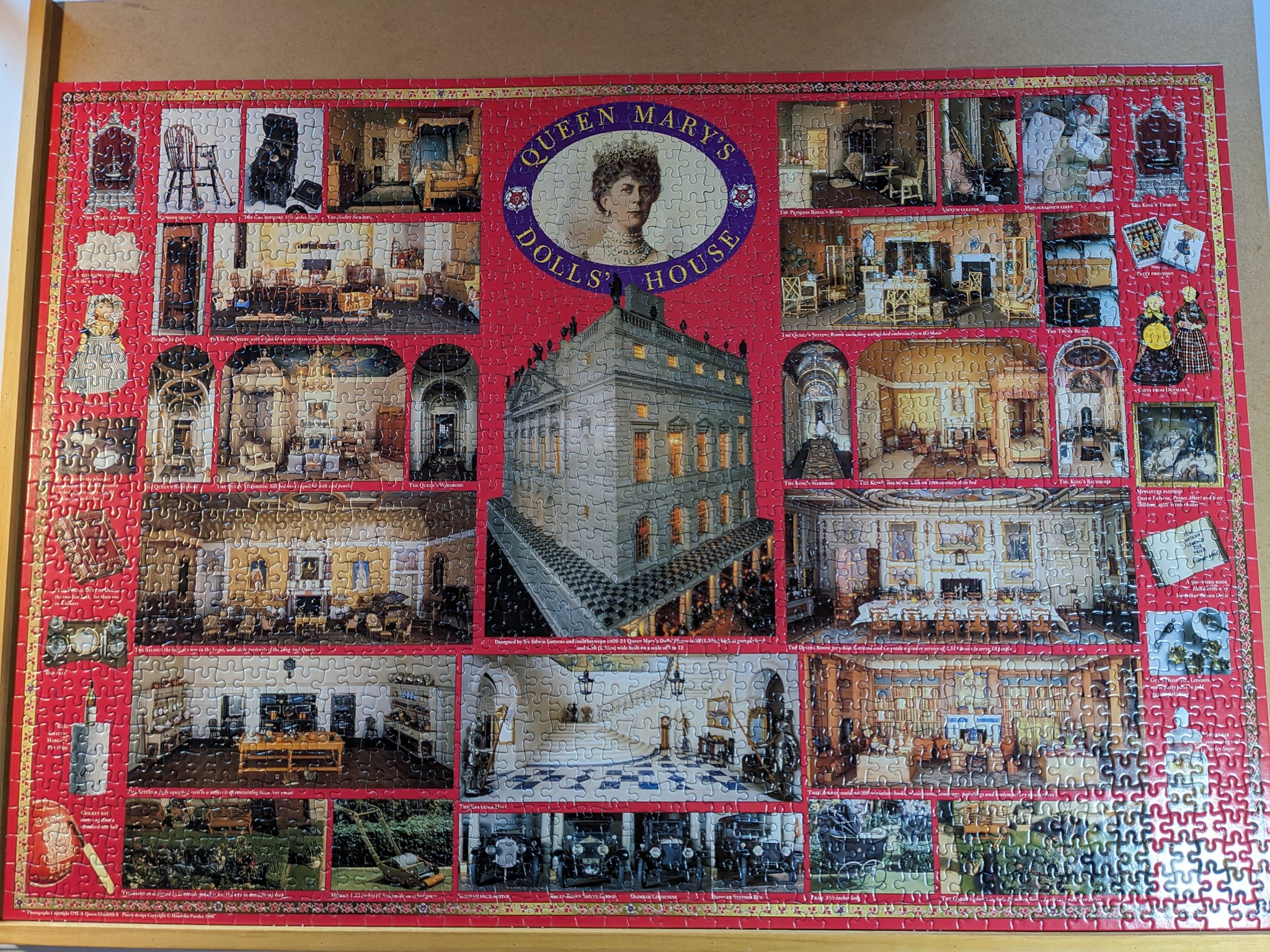 Completing a jigsaw puzzle inspired by Queen Mary's dollhouse