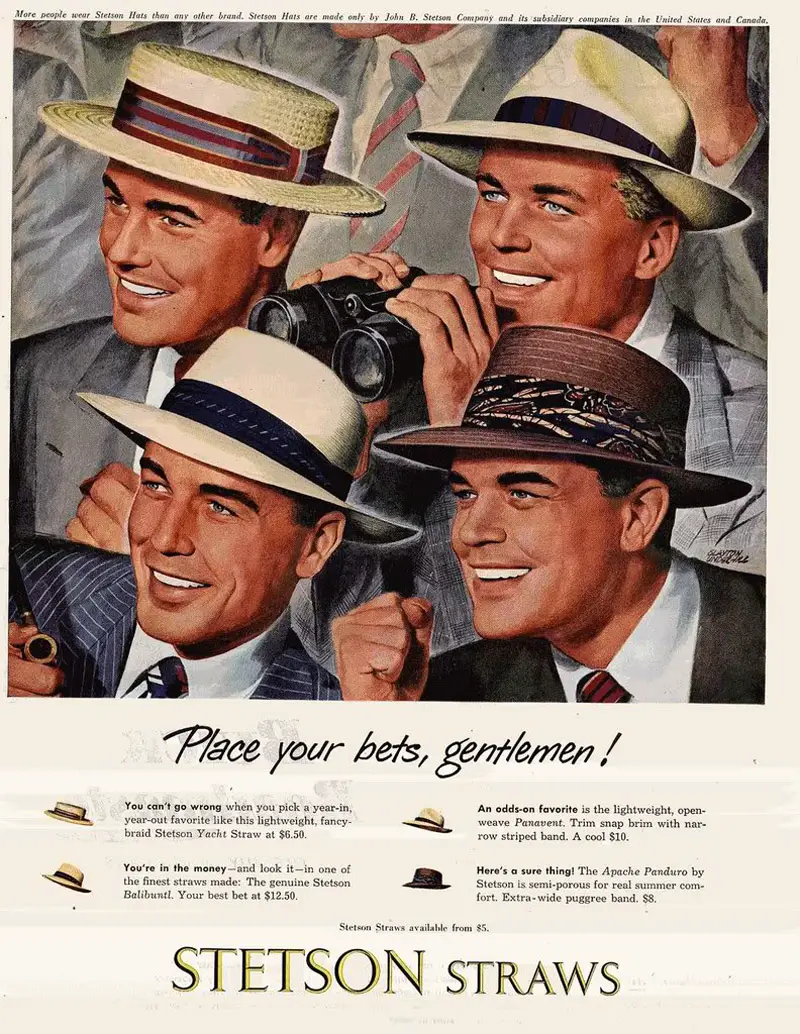 Vintage 1940s Stetson "The Last Drop" Cowboy Hat Advertising Poster | Promotional Print