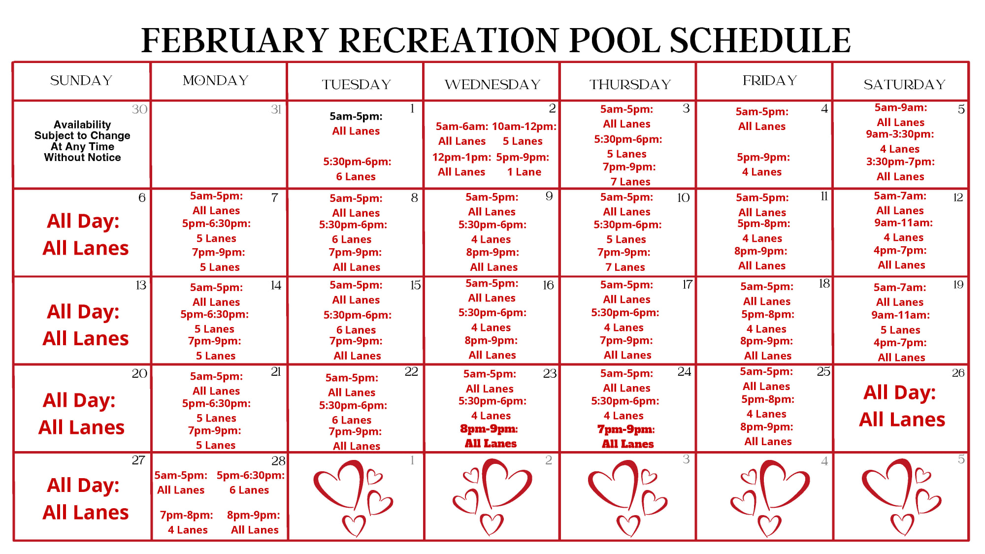 Here is our February Pool... - McKendree Metro Rec Plex | Facebook