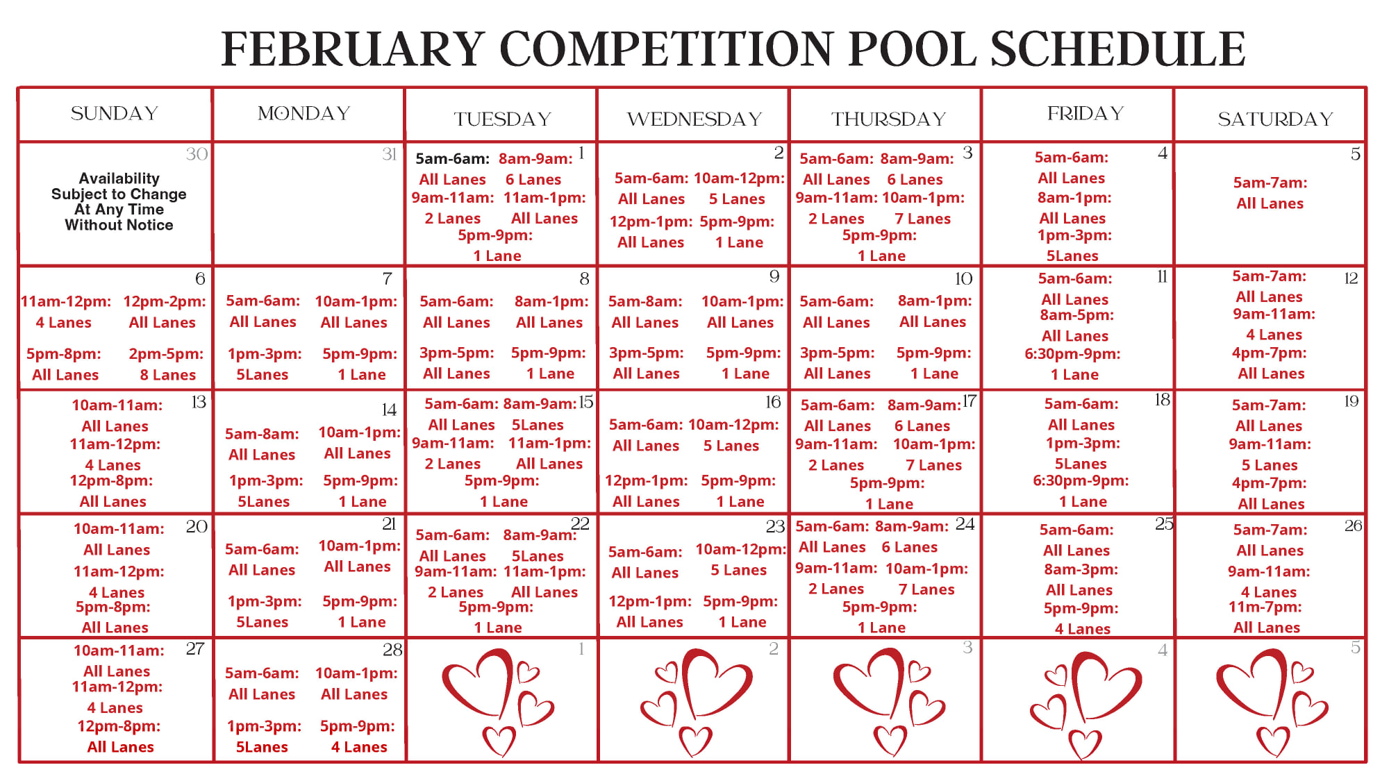Here is our February Pool... - McKendree Metro Rec Plex | Facebook