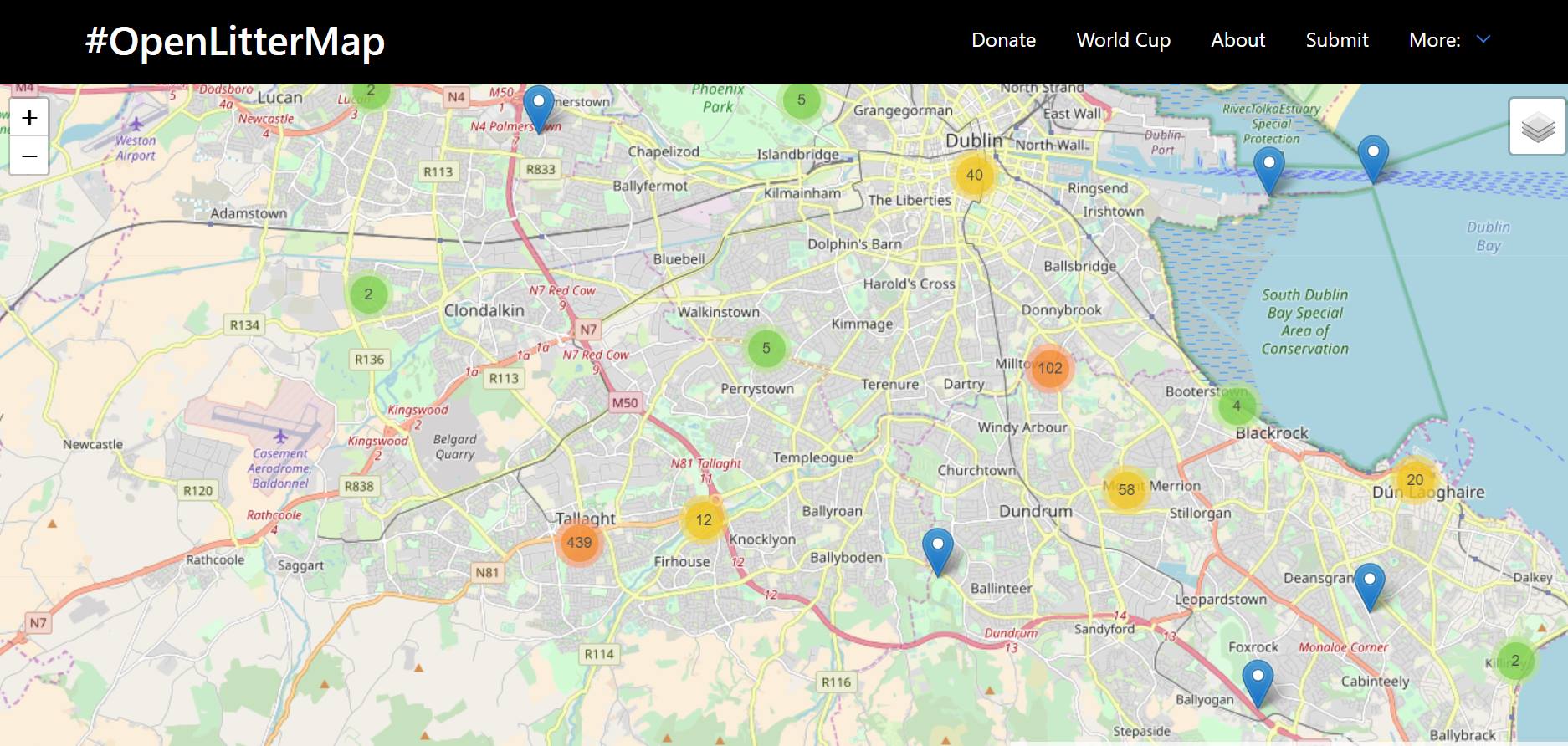 Dodder - Open Litter Map of the Dodder - Where are the most measured ...