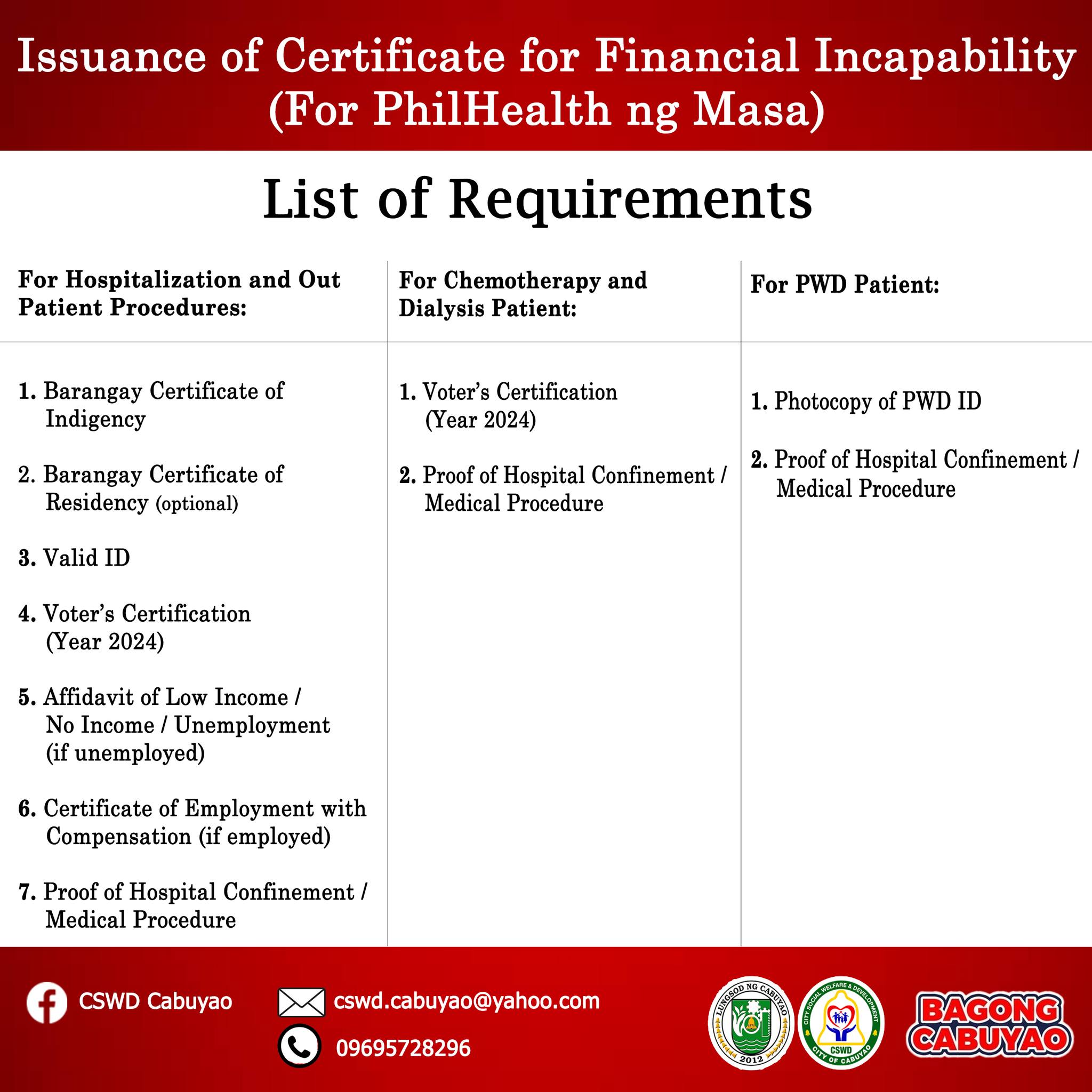 CSWD - FYI ‼️ Para sa mga kukuha ng Certificate of Financial ...