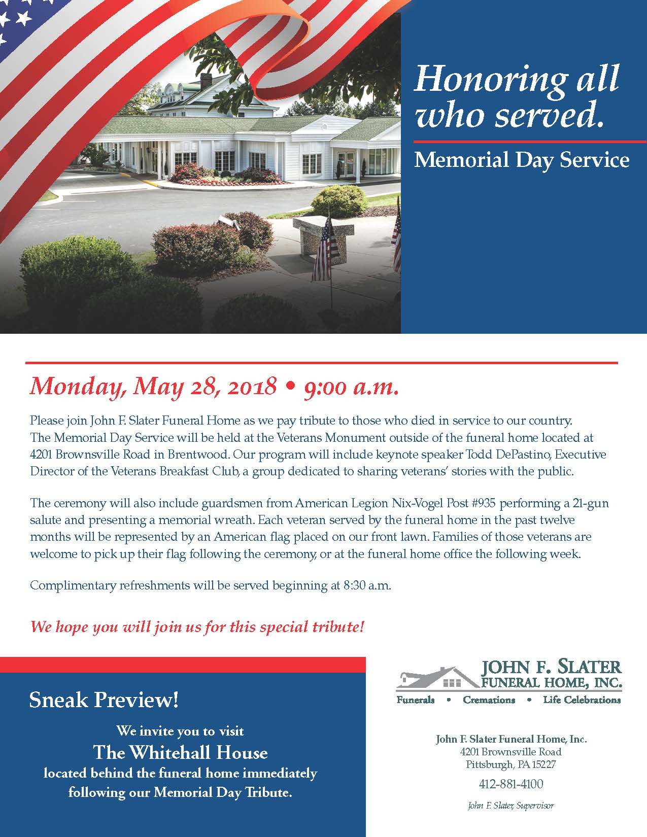 Please save the date for our... - John F. Slater Funeral Home | Facebook