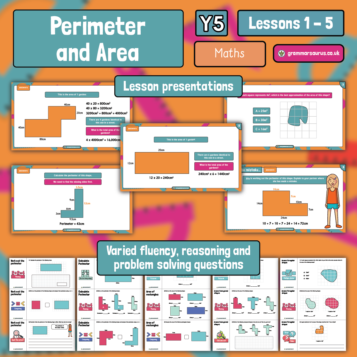 Grammarsaurus - 🤩NEW! Year 5 Perimeter and Area Lessons...
