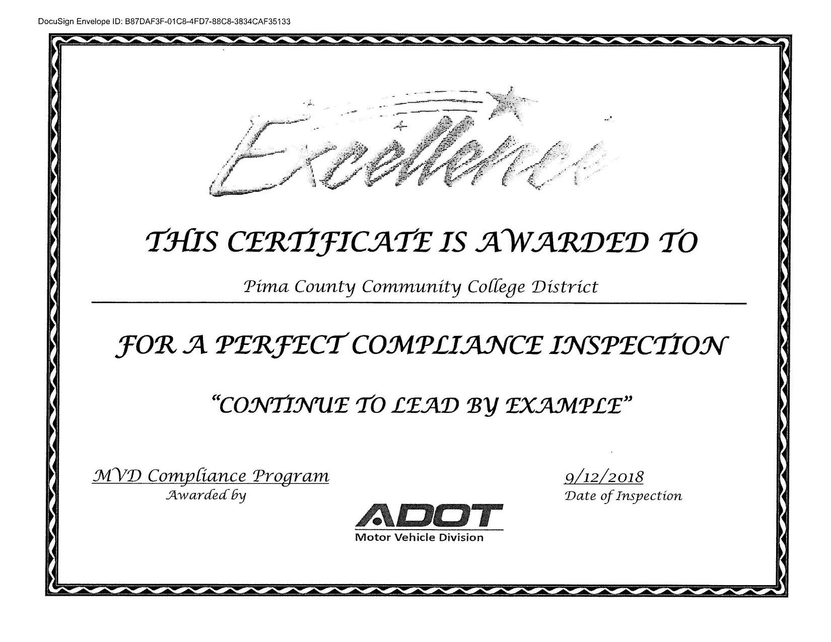 Today we received our new, shiny ADOT Certificate of Excellence for a ...