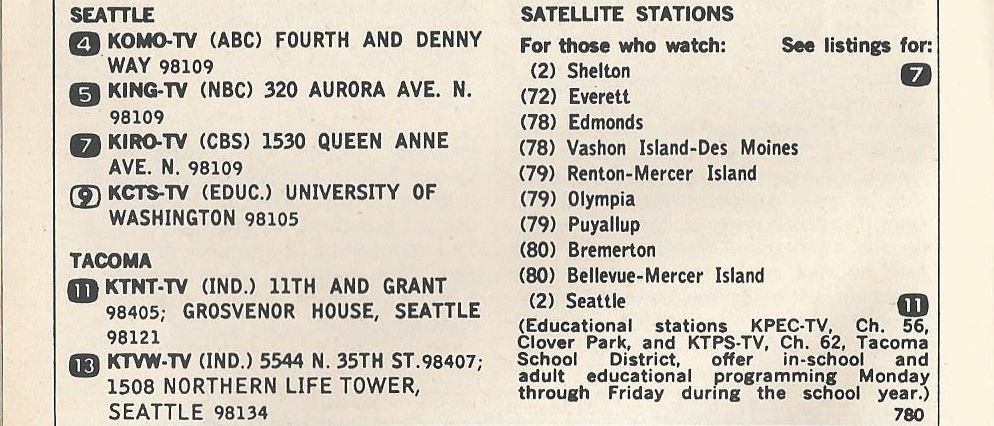 Vintage Seattle TV Listings