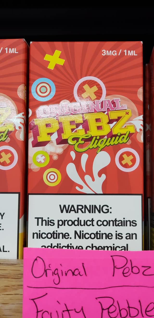 vape juice fruity pebbles Now carrying PEBZ eJuice, a great Pebble Cereal flavor!! Color:Neon Pink Sluggers Hit Gram Slam Mr Fog Disposable