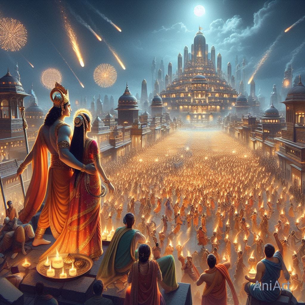 Indian Ai art | Coronation of Sri Rama where Sita, Rama were crowned as ...