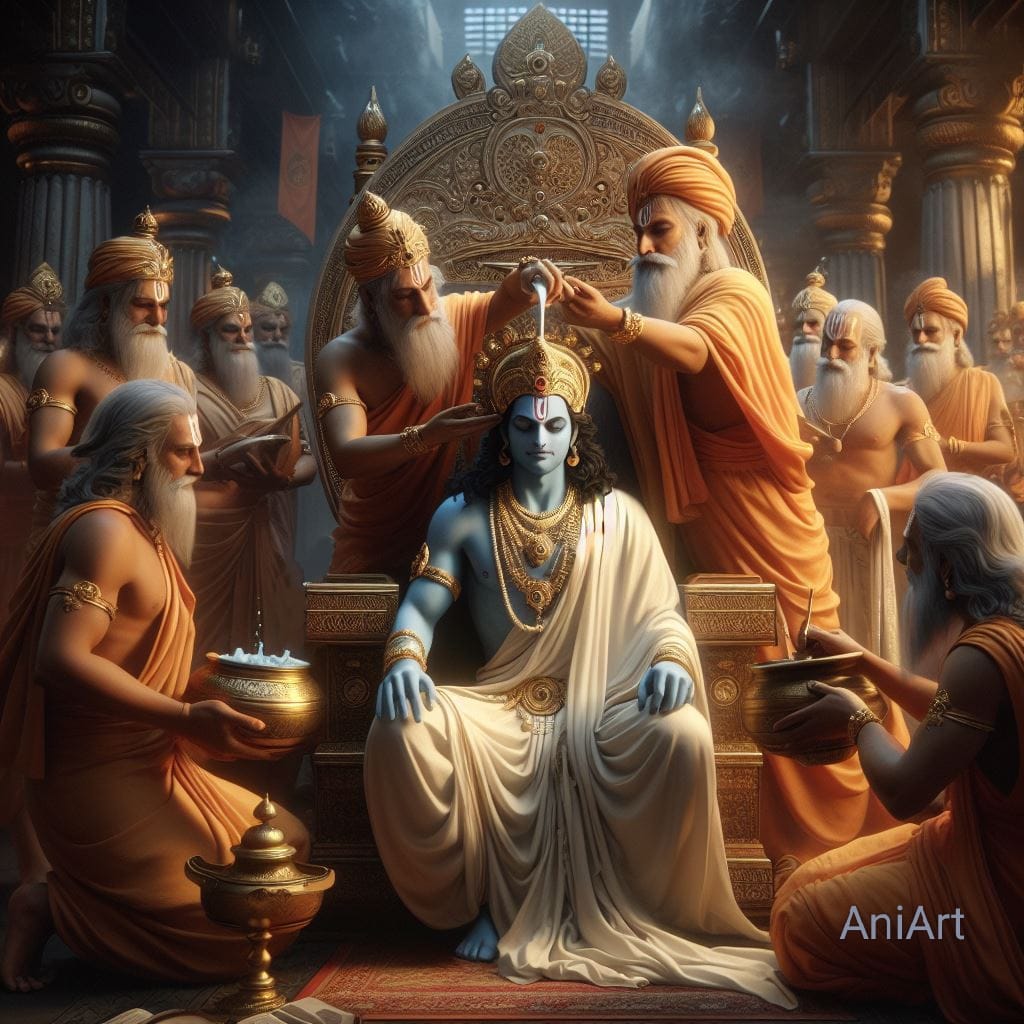 Indian Ai art | Coronation of Sri Rama where Sita, Rama were crowned as ...